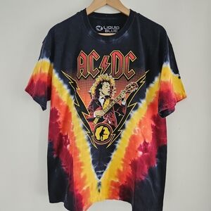 Liquid Blue ACDC Shirt Extra Large Tie-Dye Angus Young Band Concert